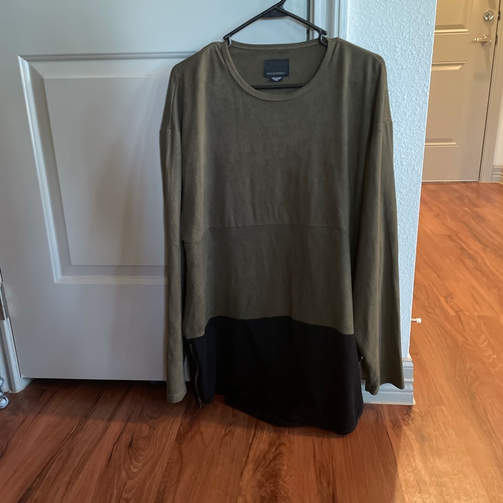 Diesel Olive Green and Black Long Sleeve Tee